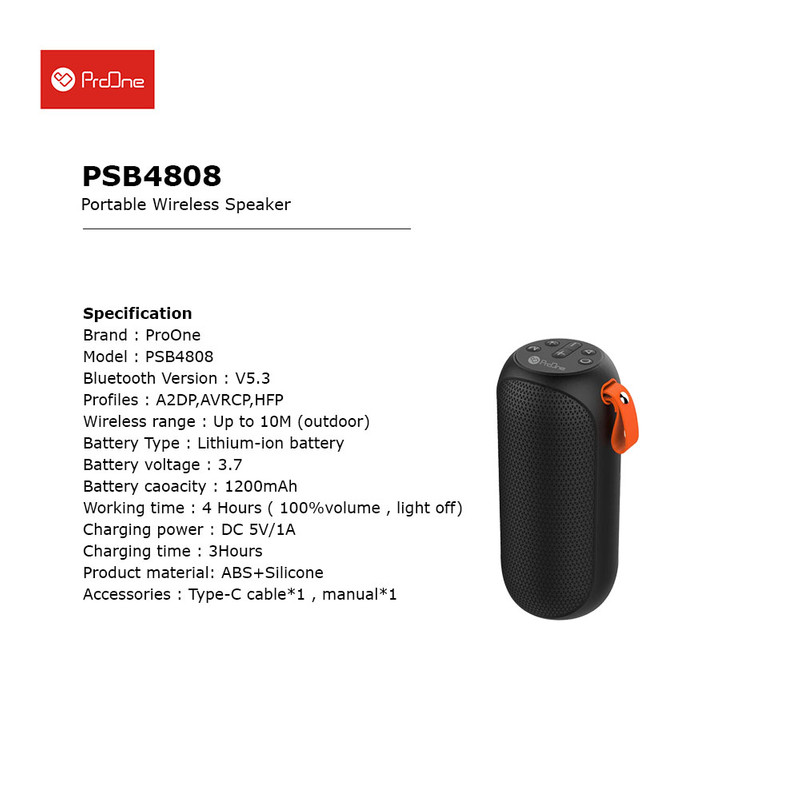 اسپیکر بلوتوثی قابل حمل پرووان مدل PSB4808