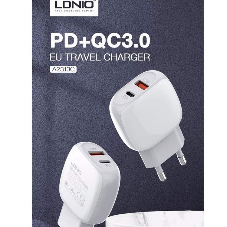 شارژر دیواری الدینیو مدل A2313C به همراه کابل تبدیل USB-C