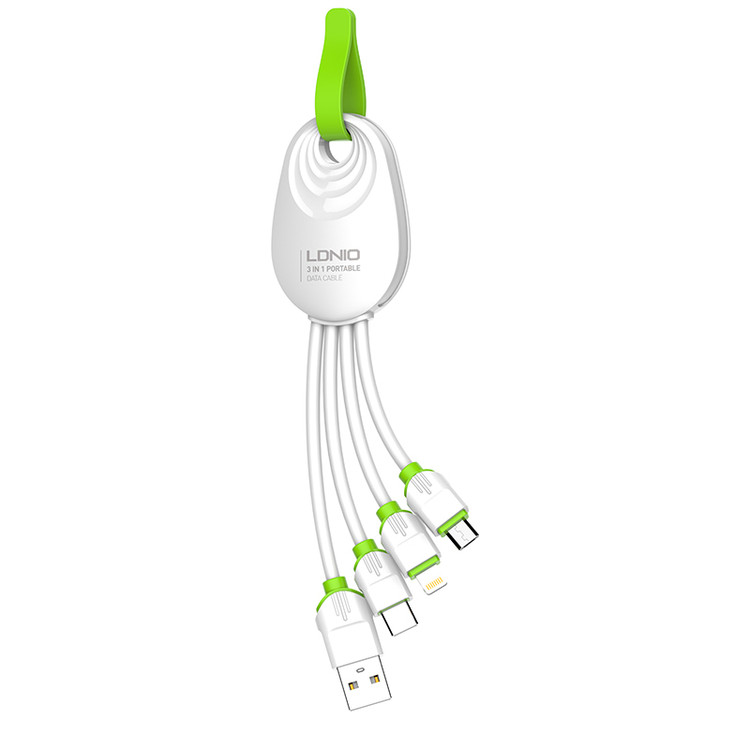 کابل تبدیل USB به microUSB / USB-C / لایتنینگ الدینیو مدل LC95 طول 0.15 متر
