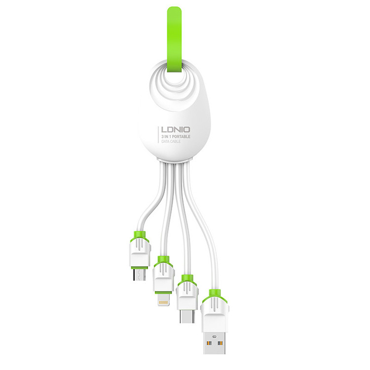 کابل تبدیل USB به microUSB / USB-C / لایتنینگ الدینیو مدل LC95 طول 0.15 متر