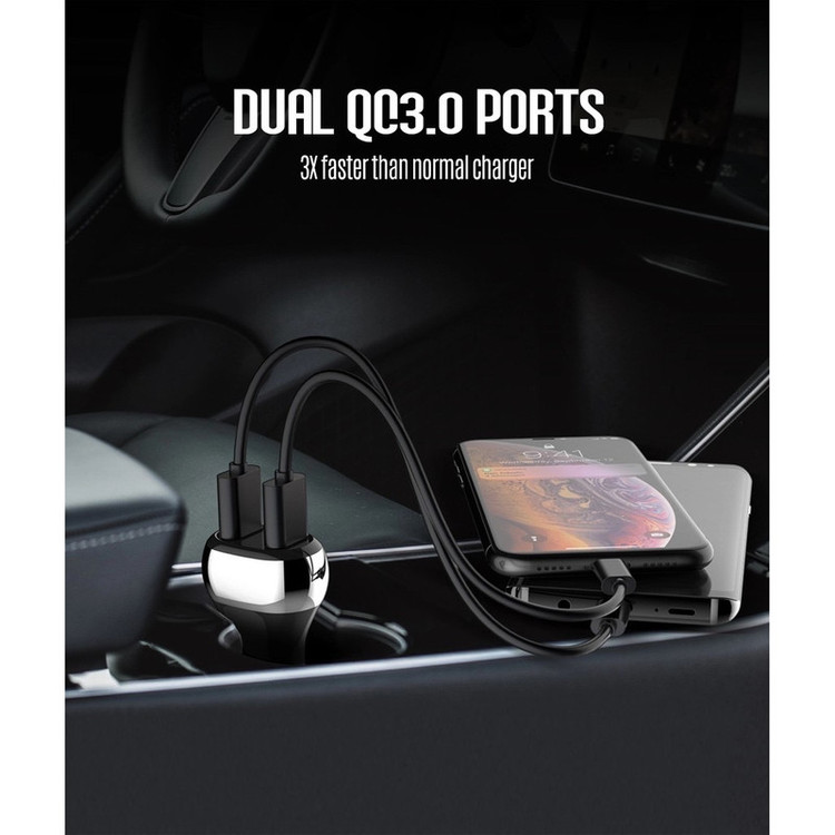 شارژر فندکی الدینیو مدل Quick به همراه کابل تبدیل microUSB