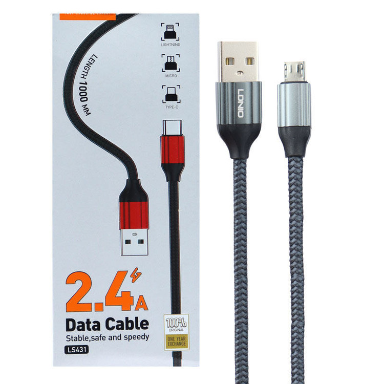 کابل تبدیل USB به MicroUSB الدینیو مدل LS-431 طول 1 متر