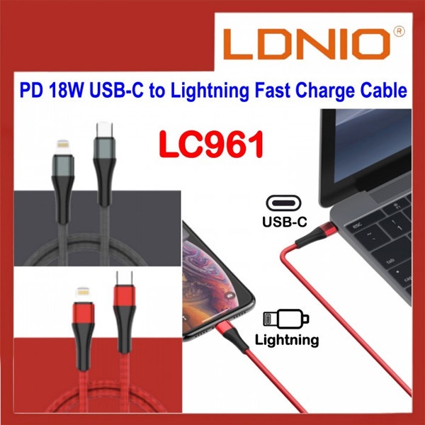 کابل تبدیل USB-C به لایتنینگ الدینیو مدل LC-961 طول 1 متر