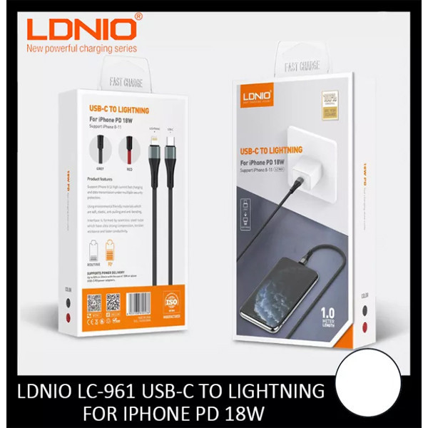کابل تبدیل USB-C به لایتنینگ الدینیو مدل LC-961 طول 1 متر