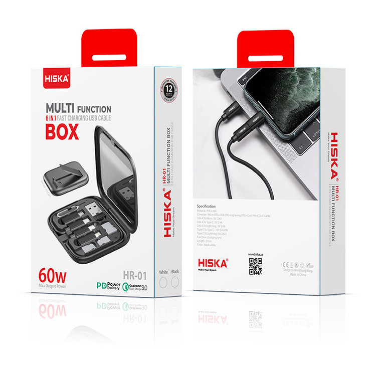 مبدل USB / MicroUSB / Lightning / Type-C و پایه نگهدارنده هیسکا مدل HR-01