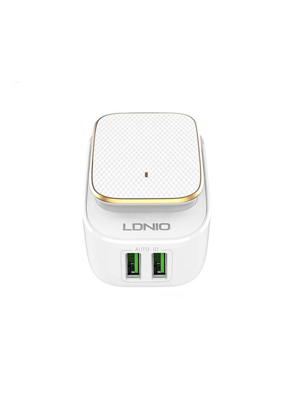 آداپتور سفید 2 پورت LDNIO دارای چراخ خواب مدل A2205