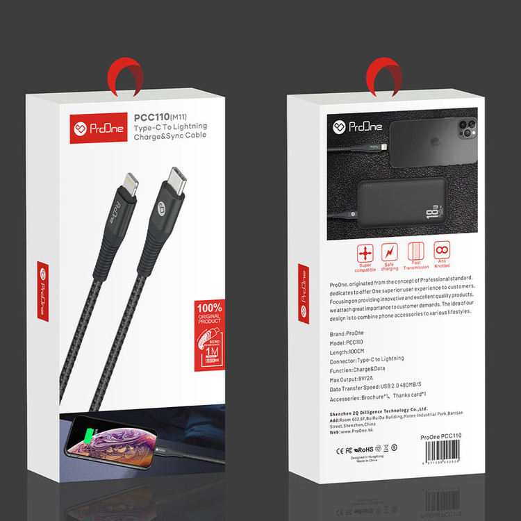 کابل تبدیل USB-C به لایتنینگ پرووان مدل M11 طول 1متر