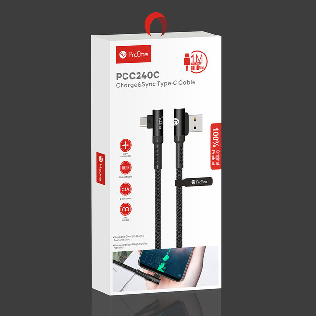 کابل تبدیل USB به USB-C پرووان مدل PCC240C طول 1 متر