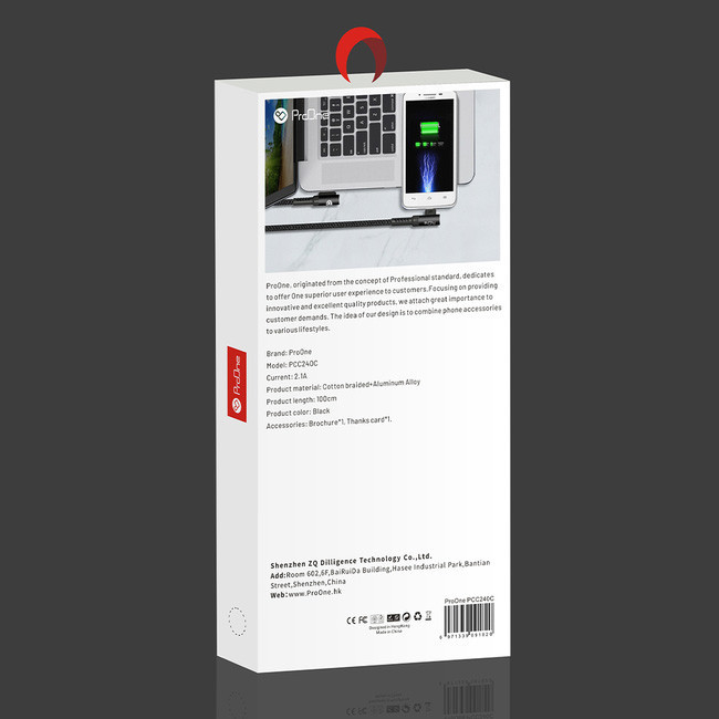 کابل تبدیل USB به USB-C پرووان مدل PCC240C طول 1 متر
