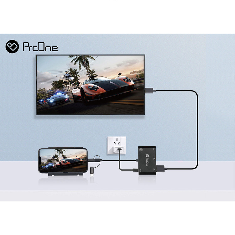 مبدل microUSB/ لایتنینگ/ USB-C به HDMI/VGA/AV پرووان مدل PHU560