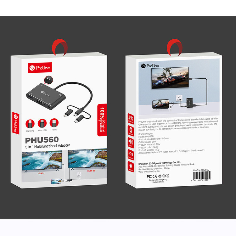 مبدل microUSB/ لایتنینگ/ USB-C به HDMI/VGA/AV پرووان مدل PHU560