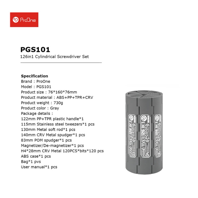 پیچ گوشتی و سری پیچ گوشتی پرووان مدل PGS101 بسته 126 عددی